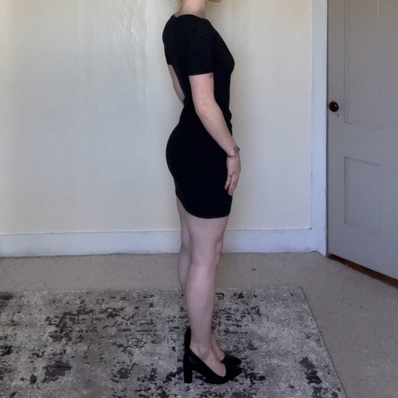 H&M Black White Striped Sheath Mini Dress Bodycon Grunge Punk Summer Y2K Cute - Picture 5 of 8